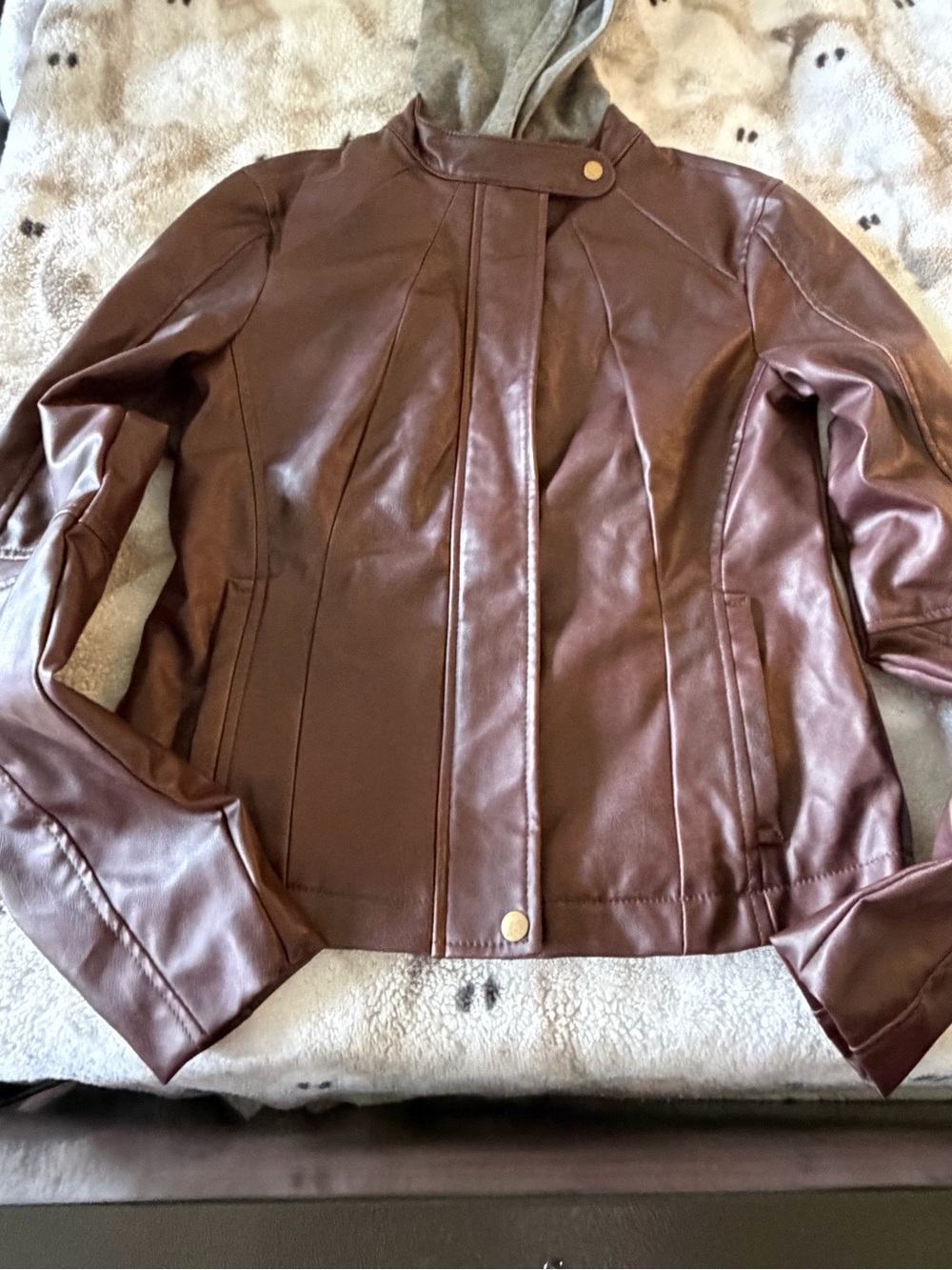 Jack by BB Dakota Chocolate Brown Faux Leather Moto Jacket